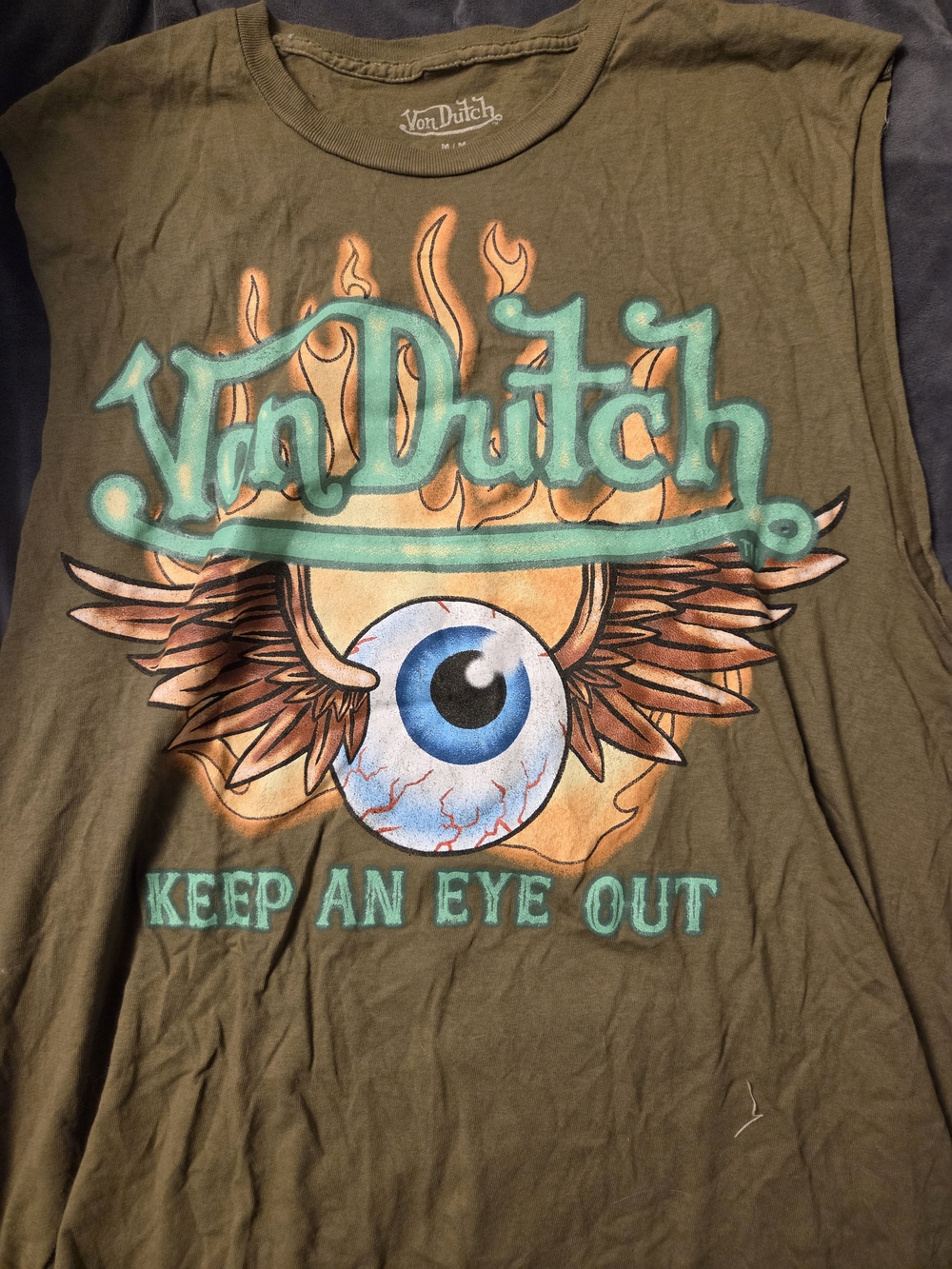 Von Dutch Kids Olive Green 'Keep An Eye Out' Graphic Tee